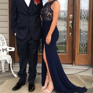 Size 0 navy blue prom dress